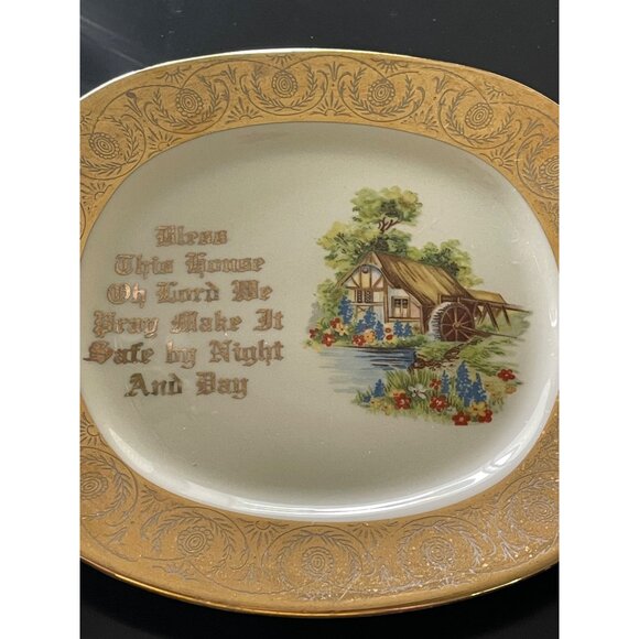 Atlas China New York 22 Kt Gold Trim Bless This House Decorative Plate 8 Inch - Picture 2 of 7